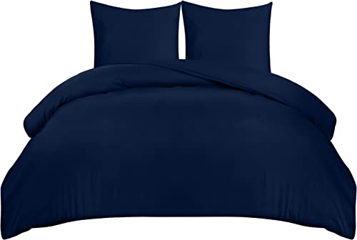 Utopia Bedding Bettwäsche 155x220 - Mikrofaser Bettbezug 155x220 cm + 2 Kissenbezüge 80x80 cm - Marineblau von Utopia Bedding