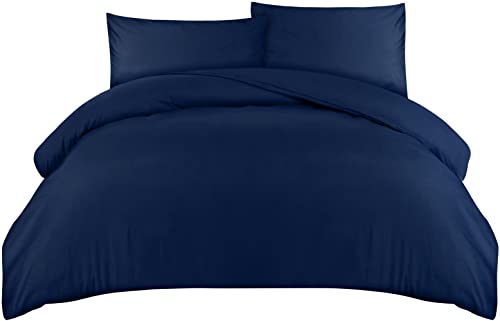 Utopia Bedding Bettwäsche Set - Mikrofaser Bettbezug 230x220 cm + 2 Kissenbezüge 50x75 cm - Marineblau von Utopia Bedding