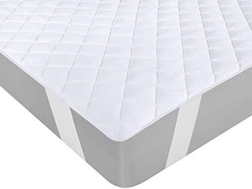 Utopia Bedding Gesteppte Matratzenauflage 135 x 190 cm, Weicher Mikrofaser-Matratzenbezug, Gesteppter Matratzenschoner Mit elastischen Bändern, 4 Eckgummis dehnbar bis zu 38 cm (Weiß) von Utopia Bedding