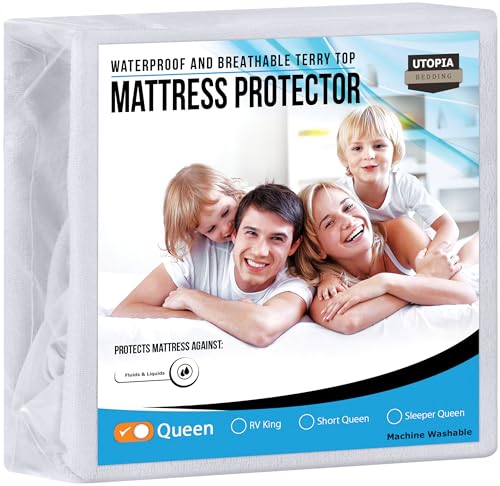 Utopia Bedding Premium 200 GSM 100% Waterproof Mattress Protector, Cotton Terry Mattress Cover, Breathable, Fitted Style All Around Elastic (Queen) von Utopia Bedding