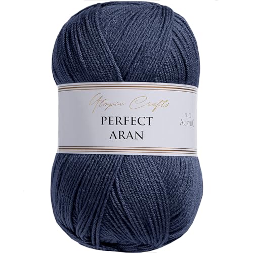 Utopia Crafts Aran Strick- und Häkelgarn, 400 g, Blau/Anthrazit von Utopia Crafts