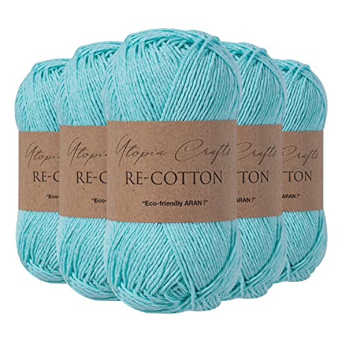 Utopia Crafts Re-Cotton Strickgarn, 5 x 100 g (Aqua Blue) von Utopia Crafts