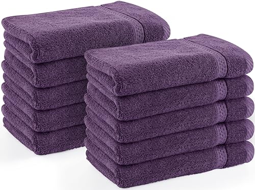 Utopia Towels - 10er Pack Gästehandtücher 30x50 cm mit Aufhängeschlaufe, kleine Handtücher 100% Baumwolle weich und saugfähig Gästetücher Set (Pflaume) von Utopia Towels
