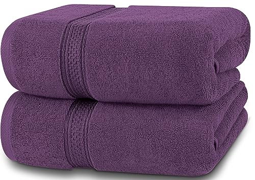 Utopia Towels - 2er-Pack Badetücher Set Premium 100% ringgesponnene Baumwolle 69 x 137 cm Handtücher, sehr saugfähig, weiches Gefühl Duschtücher (Pflaume) von Utopia Towels