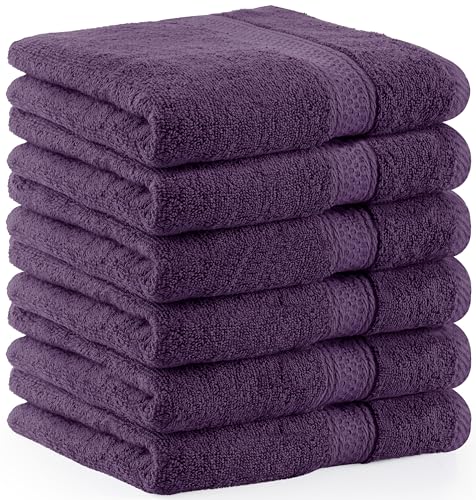 Utopia Towels - 6er Pack Frottee handtücher 50x100 cm mit Aufhängeschlaufe, mittelgroße Handtücher 100% Baumwolle weich und saugfähig Handtücher Set (Pflaume) von Utopia Towels