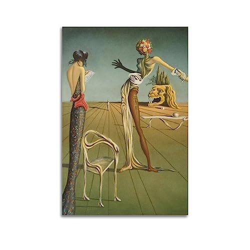 V BY N Kunstdruck "Frau mit einem Rosenkopf", Salvador Dalí, Vintage-Kunst, Raumdekoration, ästhetische Schlafzimmer-Dekoration, Leinwandposter für Schlafzimmer, 50 x 75 cm, ungerahmt von V BY N