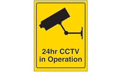 V Safety 6E073AU-RY 24-Stunden-Überwachungskamera Schild mit Aufschrift 24h CCTV Camera in Operation, 200 mm x 300 mm, starrer Kunststoff, Schwarz, 200mm x 300mm von V Safety