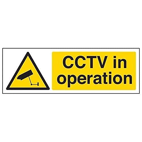 VSafety Cctv englisches Schild „CCTV in Operation“, Querformat, 450 x 150 mm, 2 mm Hartplastik von VSafety