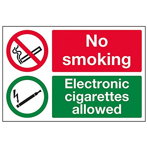 VSafety 57044BA-R'No Smoking/Electronic Cigarettes Allowed' Verbotsschild, starrer Kunststoff, Querformat, 300 mm x 200 mm, schwarz/grün/rot von VSafety