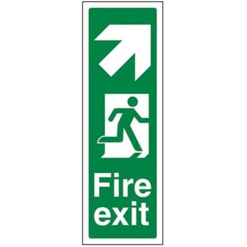 VSafety Portrait Fire Exit Arrow Up Right Schild - Hochformat - 100 mm x 300 mm - 1 mm starrer Kunststoff von V Safety