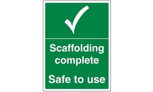 VSafety Schild mit Aufschrift "Scaffolding Complete Safe To Use", Hochformat, 300 x 400 mm, 1 mm starrer Kunststoff von V Safety