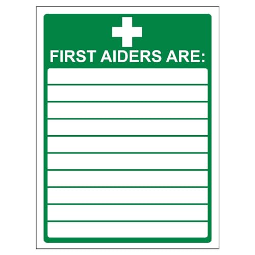 VSafety First Aiders Schild, Hochformat, 150 mm x 200 mm, selbstklebendes Vinyl von VSafety