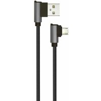 V-tac - Micro-USB-auf-USB-A-Kabel, 1 m, Schnellladung 2,4 a, Diamond Series, kabelgebundenes Anti-Knäuel-Kabel mit L-Steckern, Farbe Schwarz von V-TAC