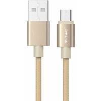 V-tac - Micro-USB-auf-USB-A-Kabel 1m Schnellladung 2,4A Platinum Series Cord Anti-Tangle-Kabel Farbe Gold von V-TAC