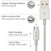 V-tac - Micro-USB auf usb-a Kabel 1m Ladekabel 1A Silber Serie Farbe Weiß von V-TAC