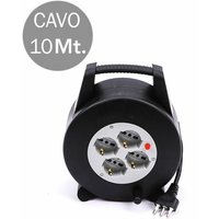 Kabelverlängerung 4 Steckdosen Schuko + 16A 2P+E Thermoschutz Schwarz und Stecker 16A 2P+E 10mt - V-tac von V-TAC