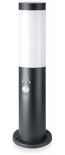 V-TAC Poller-Außenleuchte VT-838, IP44, E27, PIR-Sensor, Edelstahl, 450mm, VT-8965, grau von V-TAC