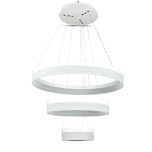 V-Tac Europe LTD LED-Pendelleuchte, dreifacher Ring, 80 W, Aufhängung aus weißem Metall, dimmbar von V-TAC