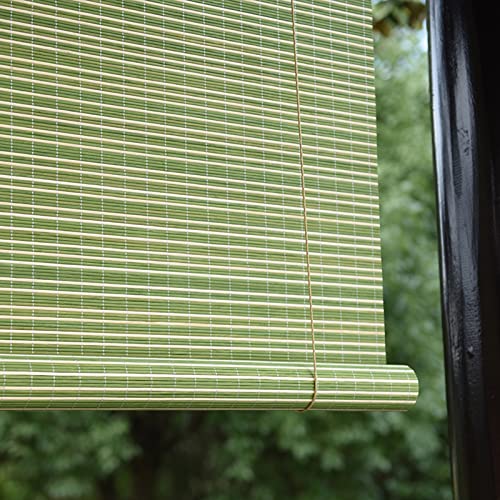 Grünes Staubdichtes Bambusrollo Fenster-Rollos Bambus Raffrollos, 50-150cm Breit, Anpassbare Sichtschutz Rollos, Für Wohn-/Esszimmer/Schlafzimmer, Bambus Jalousien Für Garten von V3VOGUE