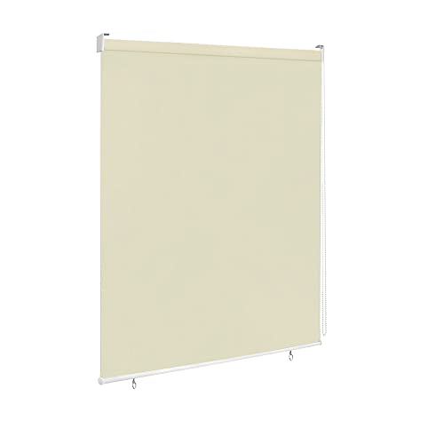 VA-Cerulean Außenrollo Senkrechtmarkise Sichtschutz Rollo,100x140 cm,Beige,Sonnenschutz,Wetterfest,Verdunklungsrollo,Fensterrollo Balkonrollo für Fenster & Tür von VA-Cerulean