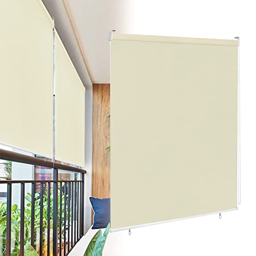 VA-Cerulean Außenrollo Senkrechtmarkise Sichtschutzrollo, Sonnenschutz, Wetterfest, Verdunkelungsrollo, Fensterrollo Balkonrollo für Fenster & Tür(100x140 cm,Beige) von VA-Cerulean