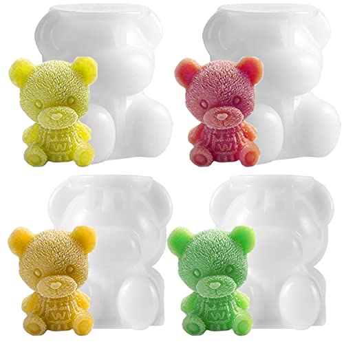 Eiswürfelformen 4 Stück Teddybär Silikonform 3D Eisformen Silikon Kuchen Tierform für Kaffee Milch Tee Süßigkeiten Fondant Dekoration von VAIAV