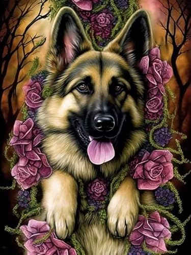 VAIIEYO 5D DIY 5D Diamond Painting Erwachsene Hund, Diamant Painting Bilder Malerei Kits Tier, Malen Nach Zahlen Diamant Home Wand Decor Gemälde Kreuzstich Diamond Dekoration 30x40 cm von VAIIEYO