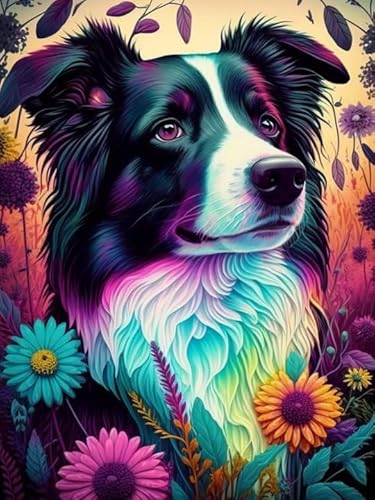 VAIIEYO 5D DIY 5D Diamond Painting Erwachsene Hund, Diamant Painting Bilder Malerei Kits Tier, Malen Nach Zahlen Diamant Home Wand Decor Gemälde Kreuzstich Diamond Dekoration 30x40 cm von VAIIEYO