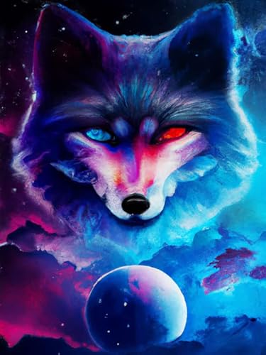 VAIIEYO DIY 5D Diamond Painting Wolf, Diamant Painting Bilder Malerei Kits Tier, Malen Nach Zahlen Diamant Home Wand Decor Gemälde Kreuzstich Diamond Dekoration 30x40 cm von VAIIEYO