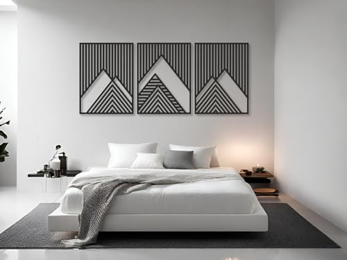 Berge Wanddeko, Wandbild aus Holz, Wand deko in Schwarz Gold, 3D Bilder, Wandbilder Home Wall Art Dekoration, Wandaufkleber, Moderne Deko, Bilder für Zuhause Büro Schlafzimmer, Wohnzimmer (Berge 11) von VAILLA