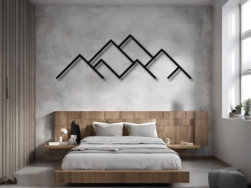 Berge Wanddeko, Wandbild aus Holz, Wand deko in Schwarz Gold, 3D Bilder, Wandbilder Home Wall Art Dekoration, Wandaufkleber, Moderne Deko, Bilder für Zuhause Büro Schlafzimmer, Wohnzimmer (Berge 9) von VAILLA