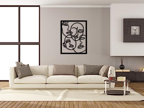 Gesichter Line Art Wanddeko, Wandbild aus Holz, Wand deko in Schwarz, Home Wall Art Minimalistische Dekoration, Wandaufkleber 3D, Moderne Deko, Bilder für Schlafzimmer, Wohnzimmer (Line Art 11) von VAILLA