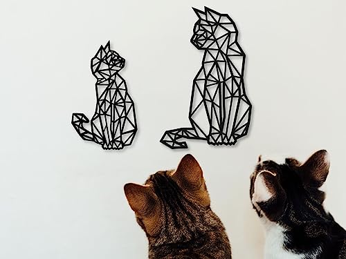 VAILLA® Katze Wanddeko aus Holz, Wand deko in Schwarz, Ornamente Wandkunst, Katze Wall Art Minimalistische Dekoration, 3D Bild, Moderne Deko, Bilder für Kinderzimmer, Wohnzimmer (Katzen 1) von VAILLA