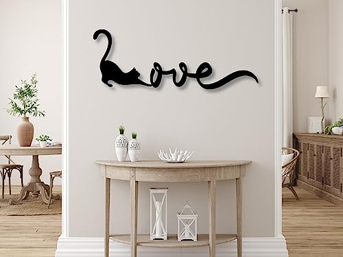 VAILLA® Katze Wanddeko aus Holz, Wand deko in Schwarz, Ornamente Wandkunst, Katze Wall Art Minimalistische Dekoration, 3D Bild, Moderne Deko, Bilder für Kinderzimmer, Wohnzimmer (Katzen 5) von VAILLA