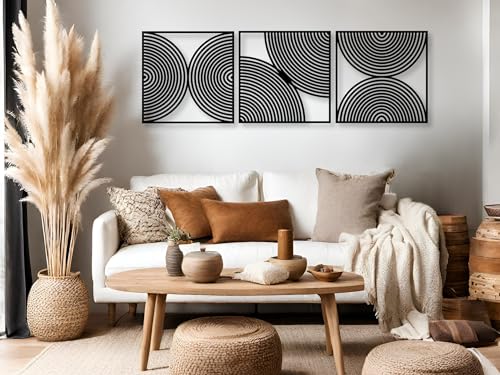 VAILLA ® 3er set Boho Wanddeko, Geometrische Wanddekoration aus Holz, Wandbilder Home Dekoration, Große Wand Deko, Bilder für Schlafzimmer, Wohnzimmer (Geometrische 1) (Boho 6) von VAILLA