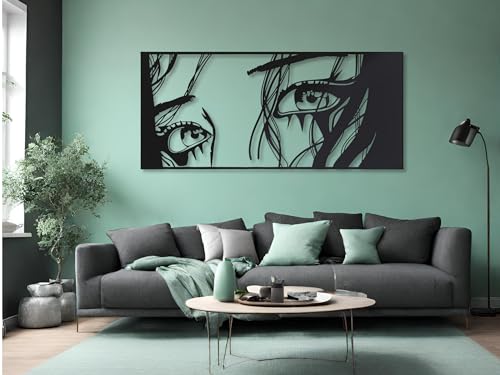 VAILLA ® Die Augen einer Frau Wanddeko, Wanddekoration aus Holz, Wandbilder Home Dekoration, 3D Wall Art, Große Wand Deko, Bilder für Schlafzimmer, Wohnzimmer und Küche von VAILLA