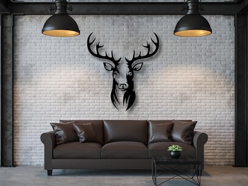 VAILLA ® Hirschkopf Wanddeko, Hirsch Wanddekoration aus Holz, Wandbilder Home Dekoration, 3D Wall Art, Große Wand Deko, Bilder für Schlafzimmer, Wohnzimmer und Büro (Hirschkopf 2) von VAILLA