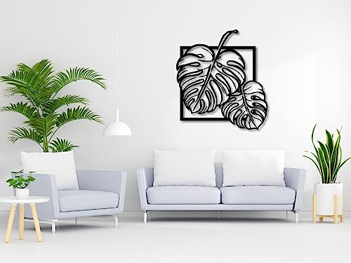 VAILLA ® Monstera Wanddeko, Blumen Wanddekoration aus Holz, Wandbilder Home Dekoration, 3D Wall Art, Große Wand Deko, Bilder für Schlafzimmer, Wohnzimmer und Küche von VAILLA