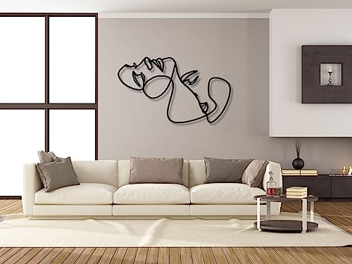 VAILLA Gesichter Line Art Wanddeko, Wandbild aus Holz, Wand deko in Schwarz, Home Wall Art Minimalistische Dekoration, Wandaufkleber 3D, Moderne Deko, Bilder für Schlafzimmer, Wohnzimmer (Line Art 2) von VAILLA