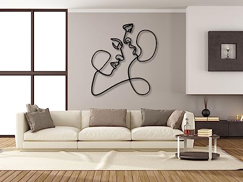 VAILLA Gesichter Line Art Wanddeko, Wandbild aus Holz, Wand deko in Schwarz, Home Wall Art Minimalistische Dekoration, Wandaufkleber 3D, Moderne Deko, Bilder für Schlafzimmer, Wohnzimmer (Line Art 3) von VAILLA