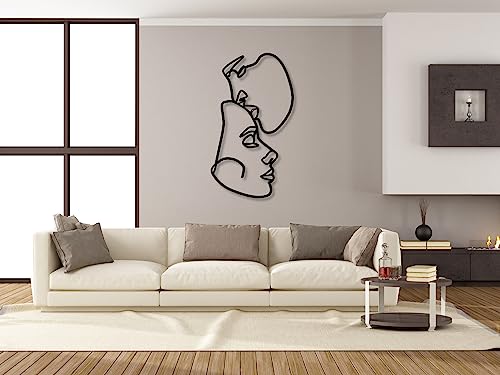 VAILLA Gesichter Line Art Wanddeko, Wandbild aus Holz, Wand deko in Schwarz, Home Wall Art Minimalistische Dekoration, Wandaufkleber 3D, Moderne Deko, Bilder für Schlafzimmer, Wohnzimmer (Line Art 5) von VAILLA