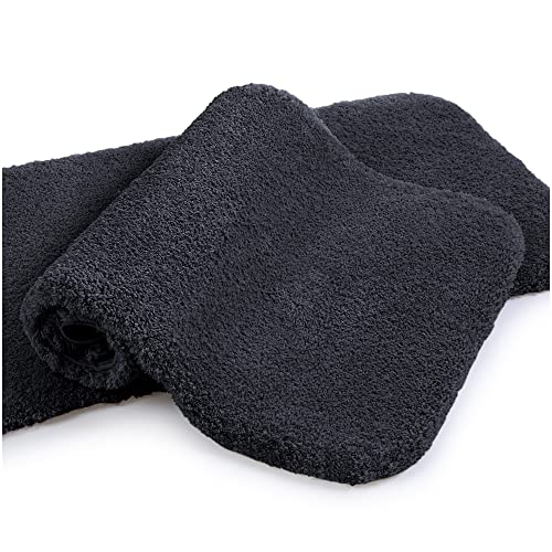 Badematte Rutschfest 2er Pack Badteppich Verdickt Badezimmerteppich Weich Badeteppich Flauschige Mikrofaser Badvorleger, Supersaugfähig, Maschinenwaschbar, Schnell Trocknend - 50 x 80cm (Schwarz) von VANZAVANZU