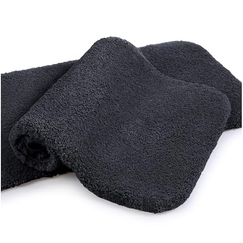 VANZAVANZU Badematte rutschfest 2er Pack Badteppich Verdickt Badezimmerteppich Weich Badeteppich Flauschige Mikrofaser Badvorleger, Supersaugfähig, Maschinenwaschbar - 40 x 60cm (Schwarz) von VANZAVANZU