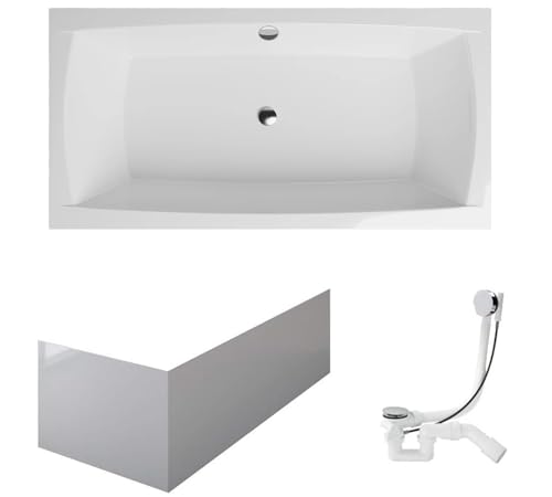 VBChome Badewanne 140x70 cm Weiß Acryl Schürze Wannenfüße Siphon Wanne Rechteckig Zentralen Abfluss Design Modern Ablaufgarnitur in Chrom Badewanne mit Schürze VBChome Badewanne 140x70 cm Weiß Acryl Schürze Wannenfüße Siphon Wanne Rechteckig Zentralen Abfluss Design Modern Ablaufgarnitur in Chrom Badewanne mit Schürze von VBChome