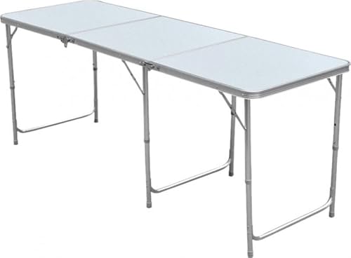 VBChome Campingtisch 180 x 60 x 55/70cm Höhenverstellbar Touristentisch Picknicktisch Klappbarer Touristentisch Aluminium Einstellbare Tischhöhe von VBChome