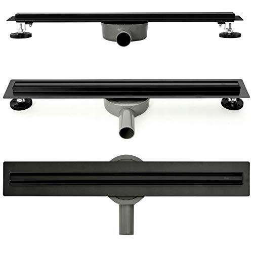 VBChome Duschrinne 90 cm SLIM Schwarz – Schmaler, flacher Bodenablauf, selbstreinigender Siphon mit Geruchsstop – Edelstahl Duschablauf Komplettset 90 cm, höhenverstellbar, barrierefreier Einbau VBChome Duschrinne 90 cm SLIM Schwarz – Schmaler, flacher Bodenablauf, selbstreinigender Siphon mit Geruchsstop – Edelstahl Duschablauf Komplettset 90 cm, höhenverstellbar, barrierefreier Einbau von VBChome