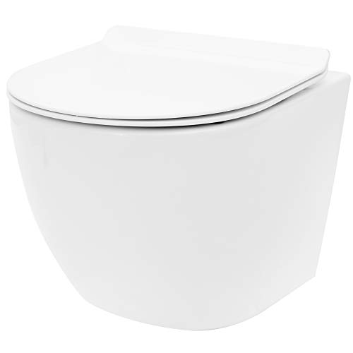 VBChome Hänge-WC Spülrandloses aus Keramik mit Toilettendeckel WC-Sitz aus Duroplast Absenkautomatik Rimless SoftClose-Funktion Tiefspüler Toilette Wand WC Wand-WC-Set VBChome Hänge-WC Spülrandloses aus Keramik mit Toilettendeckel WC-Sitz aus Duroplast Absenkautomatik Rimless SoftClose-Funktion Tiefspüler Toilette Wand WC Wand-WC-Set von VBChome