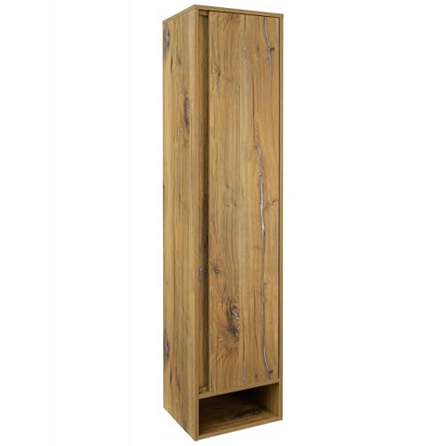VBChome Hochschrank Badezimmer 166x38x32 cm 1 Türen Eiche Zinke – Hängeschrank mit Soft-Close-System und Glasregalen VBChome Hochschrank Badezimmer 166x38x32 cm 1 Türen Eiche Zinke – Hängeschrank mit Soft-Close-System und Glasregalen von VBChome
