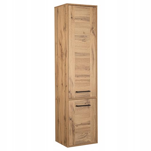 VBChome Hochschrank Badezimmer 163x40x33 cm 2 Türen Eiche Wotan – Hängeschrank mit Soft-Close-System und Glasregalen VBChome Hochschrank Badezimmer 163x40x33 cm 2 Türen Eiche Wotan – Hängeschrank mit Soft-Close-System und Glasregalen von VBChome