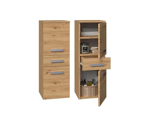 VBChome Midischränke 30 x 30 x 85 cm Artisan 2 Türen 3 Fächer 1 Schubladen Badmöbel Standschrank Badschrank Standschrank Badezimmerschrank Badregal Artisan von VBChome